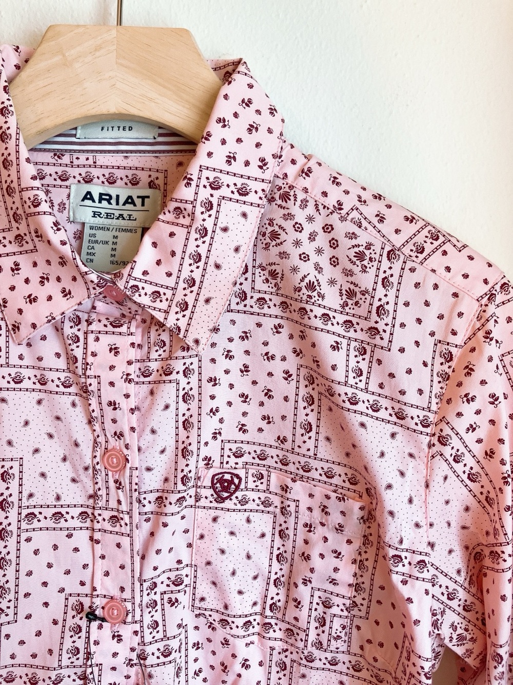 Ariat Longsleeve Button-Down Cotton Shirt Western Paisley Patchwork Print Medium - Picture 4 of 10